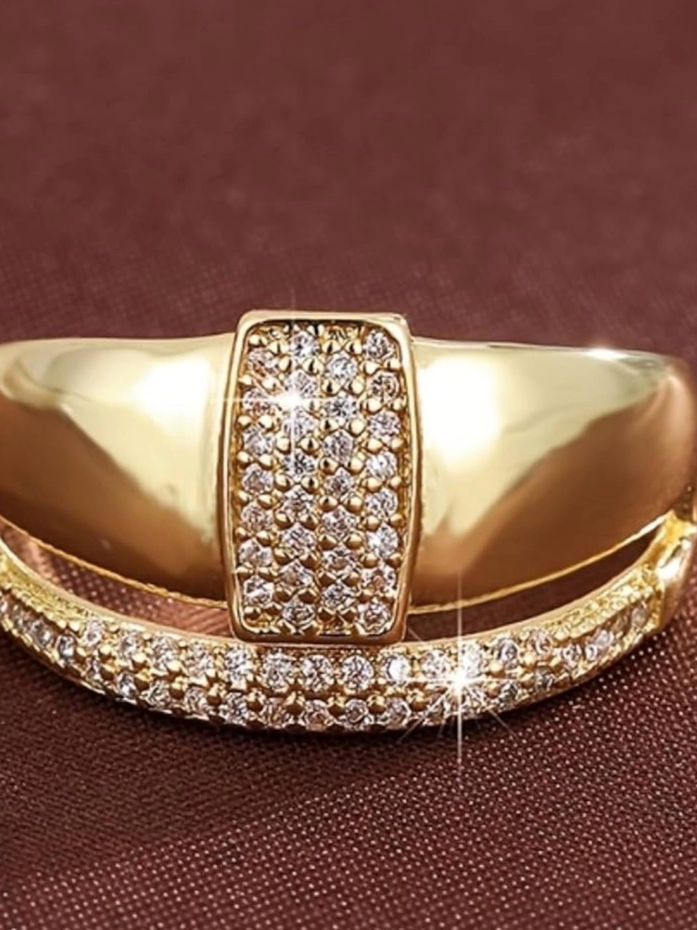 Gold Crystal Pave Statement Ring - Women Jewelry